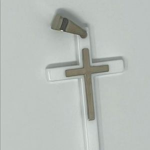 Ceramic and stainless steel cross pendant